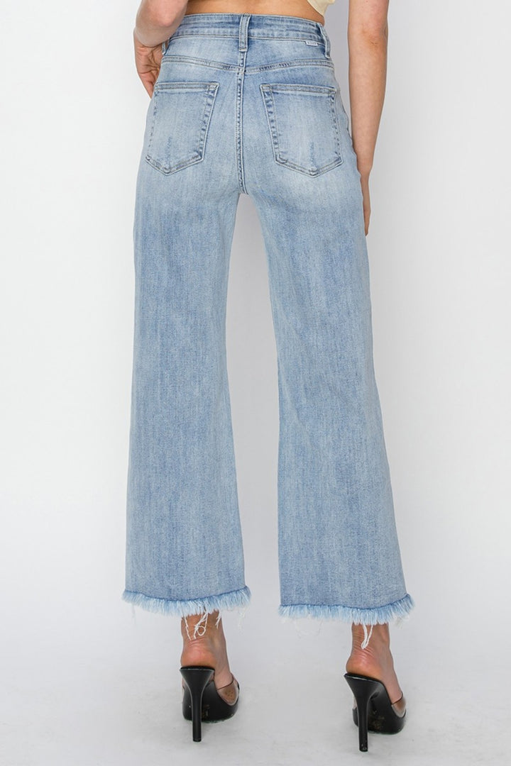 RISEN High Rise Crop Wide Fray Hem Jeans *ONLINE EXCLUSIVE*