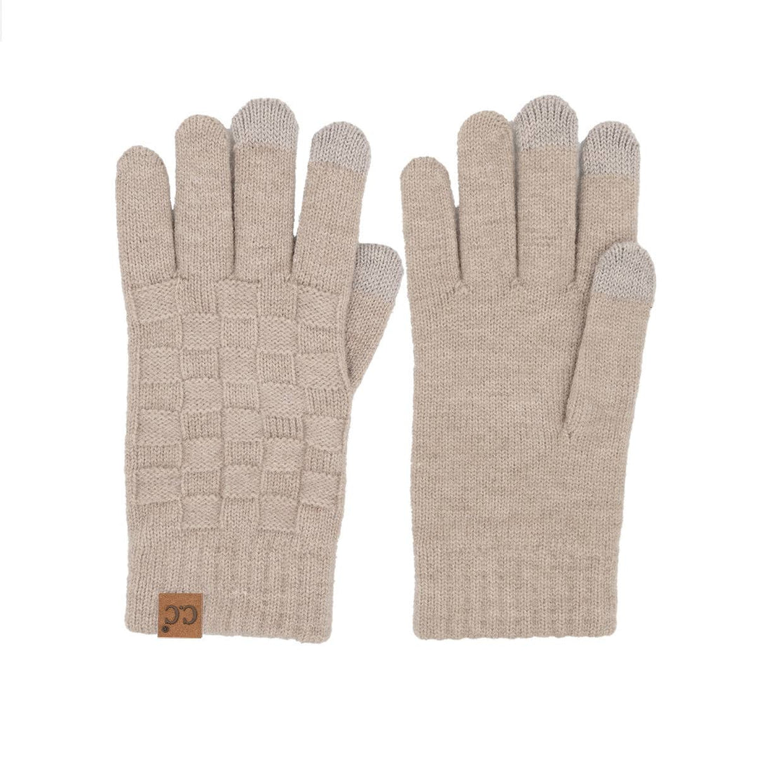 Woven Checkered Texture C.C Gloves GLC0094: Ivory