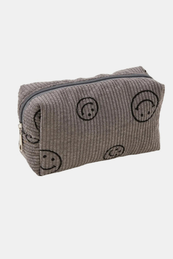 Zenana Smiley Face Corduroy Cosmetic Pouch *ONLINE EXCLUSIVE*