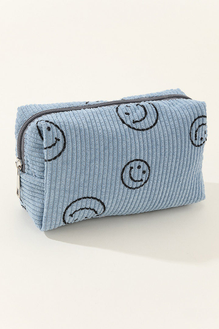 Zenana Smiley Face Corduroy Cosmetic Pouch *ONLINE EXCLUSIVE*