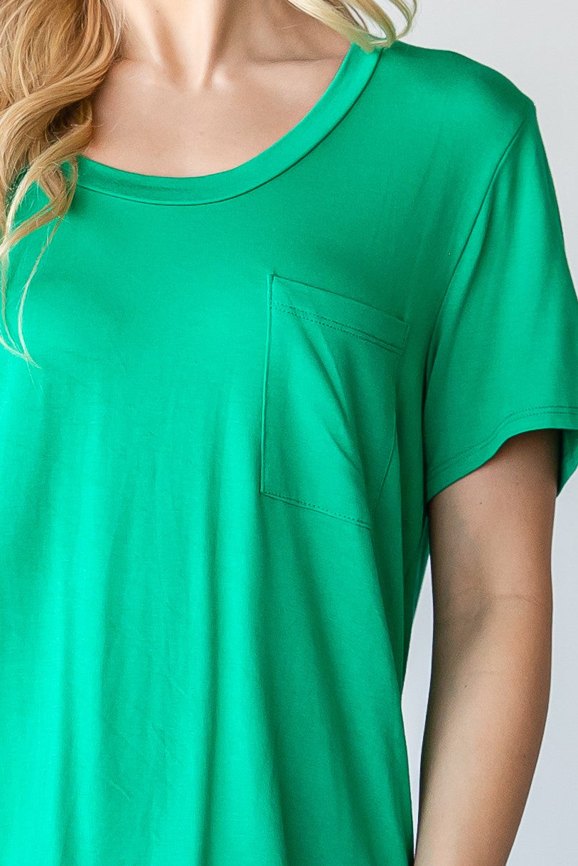 Basic Short Sleeve Scoop Neck Tee •Kelly Green•