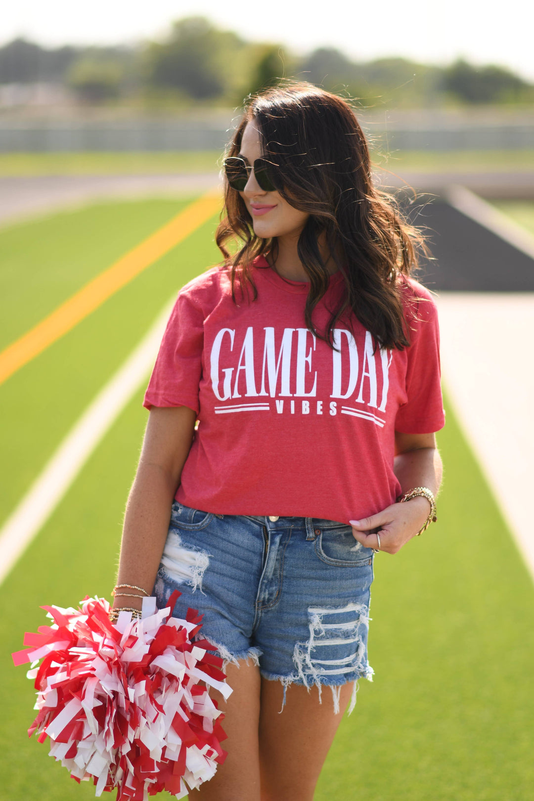 RTS Red Game Day Vibes Tee: Heather Red / M