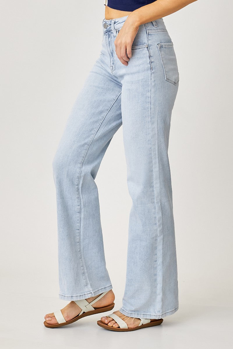 Risen 90's High Rise Wide Leg Jeans •Light Wash•