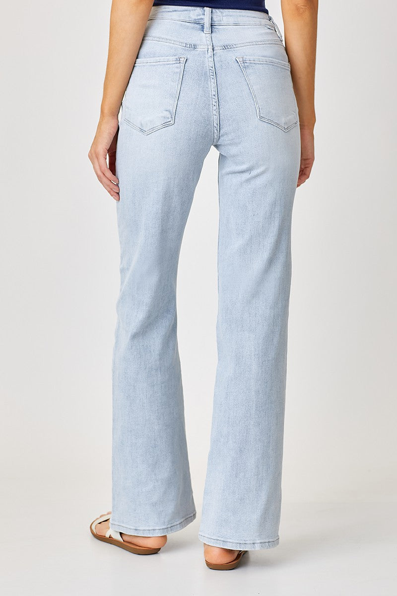 Risen 90's High Rise Wide Leg Jeans •Light Wash•