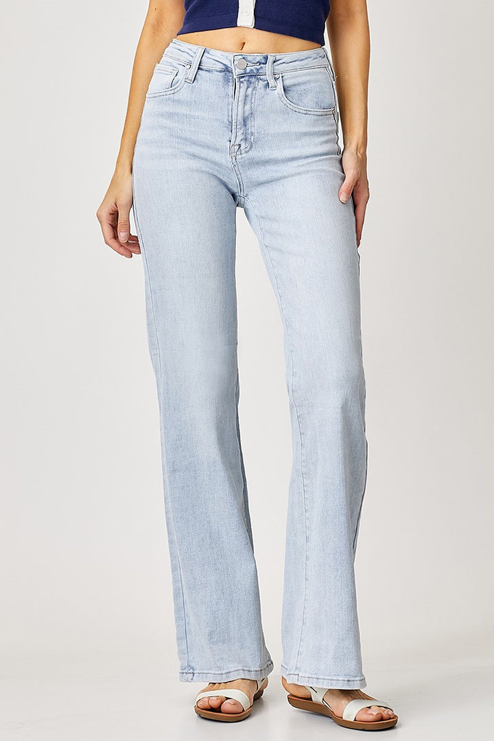 Risen 90's High Rise Wide Leg Jeans •Light Wash•