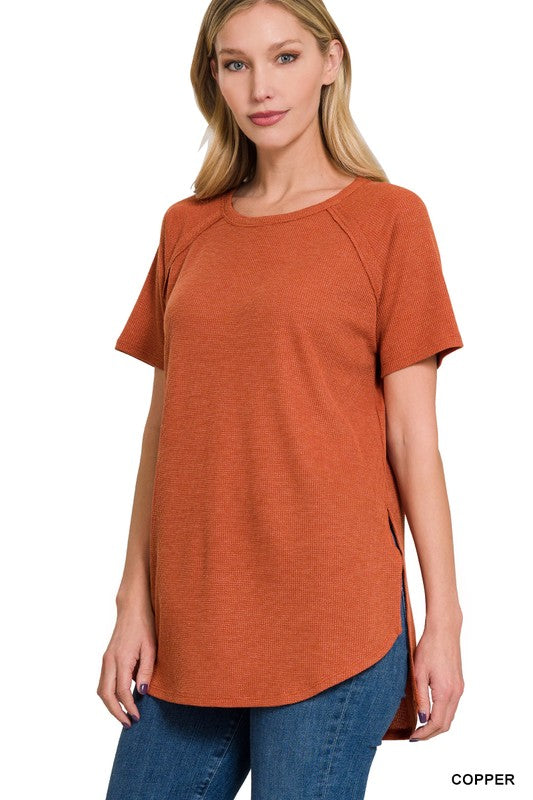 Baby Waffle Knit Short Sleeve Top •Copper•