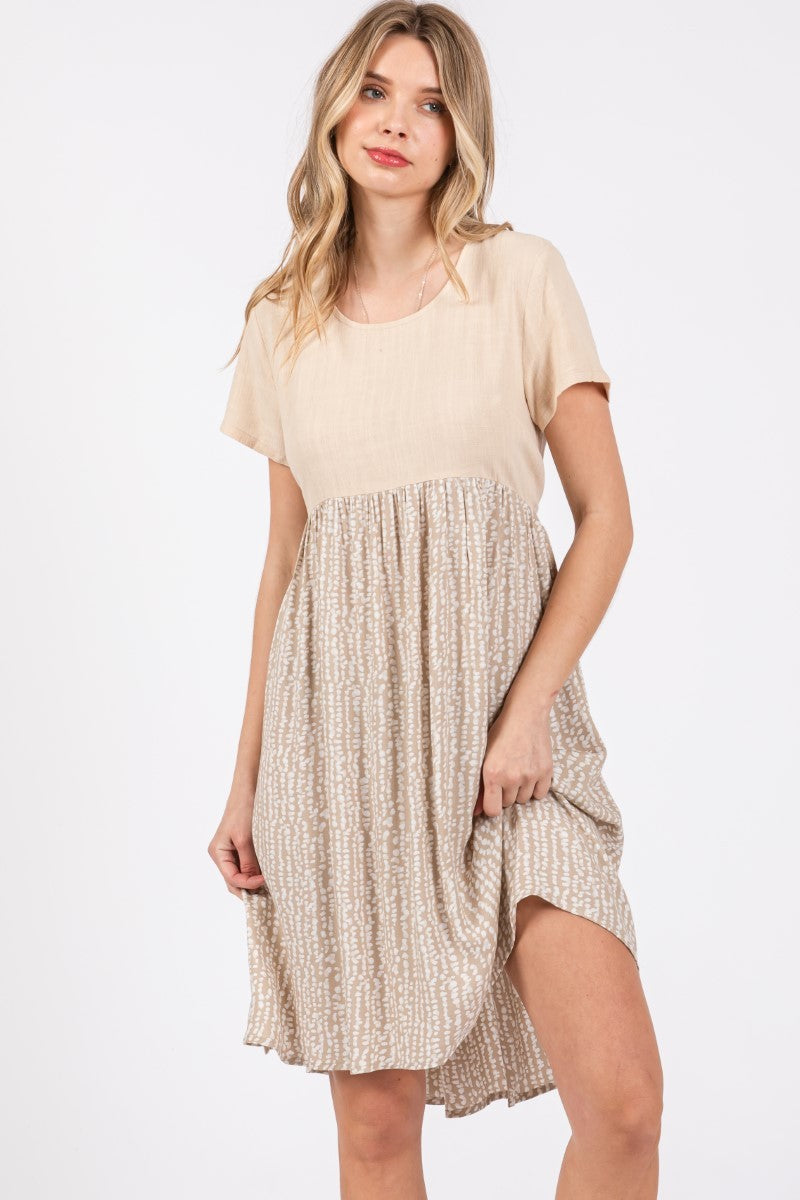 Neutral Dot Babydoll Dress