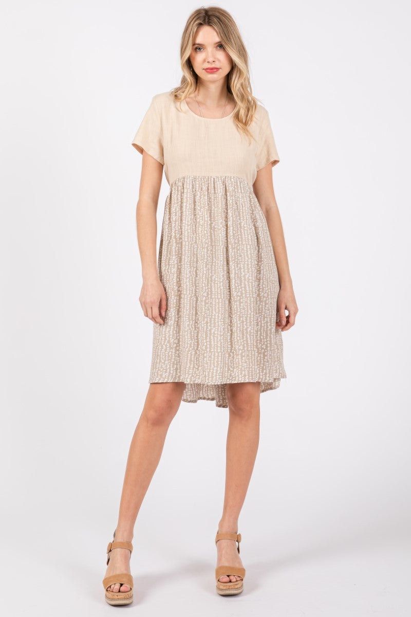 Neutral Dot Babydoll Dress