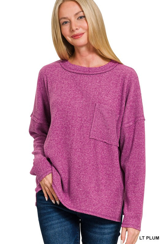 Ribbed Brushed Mélange Hacci Sweater