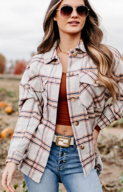 Oversized Plaid Print Shacket