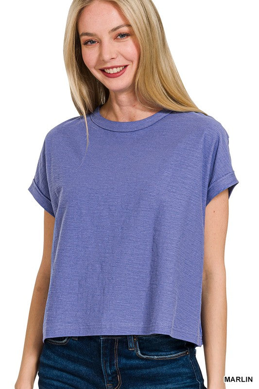 Cotton Slub Short Sleeve Tee •Blue•