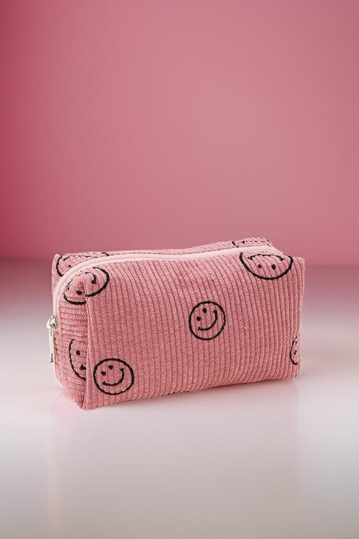 Zenana Smiley Face Corduroy Cosmetic Pouch *ONLINE EXCLUSIVE*