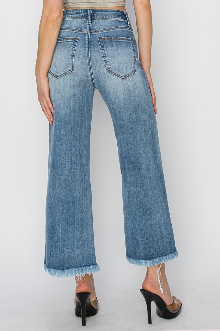 RISEN Raw Hem Cropped Wide Leg Jeans *ONLINE EXCLUSIVE*