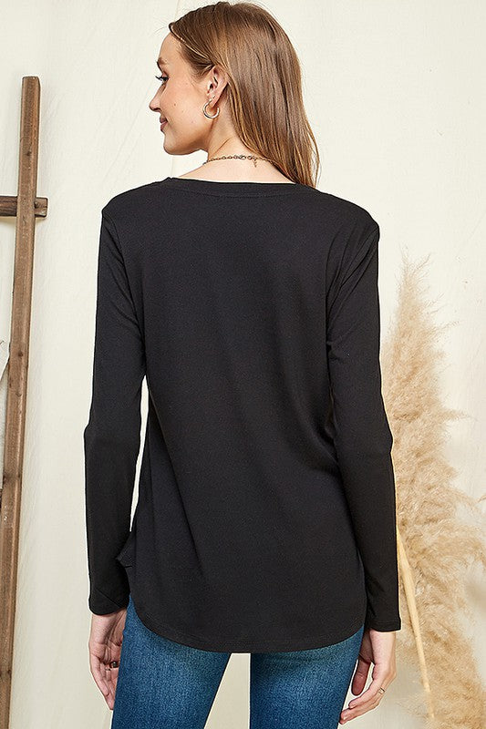 Basic V-Neck Long Sleeve Top