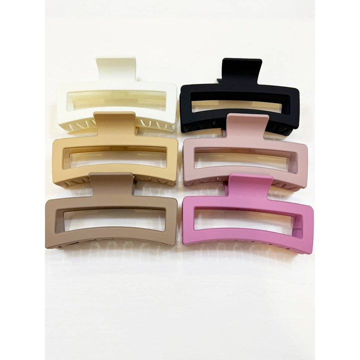 Jumbo Size Cut Out Rectangle Hair Claw Clip: MIX COLOR