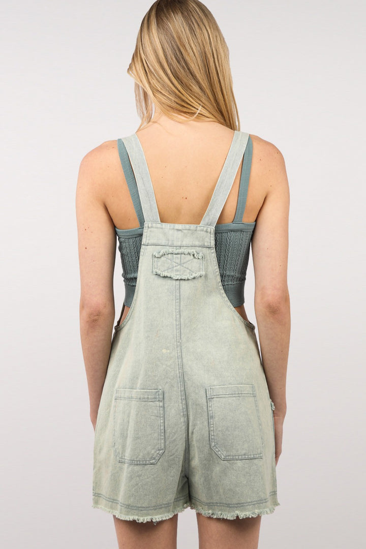 VERY J Washed Frayed Hem Denim Overall *ONLINE EXCLUSIVE*