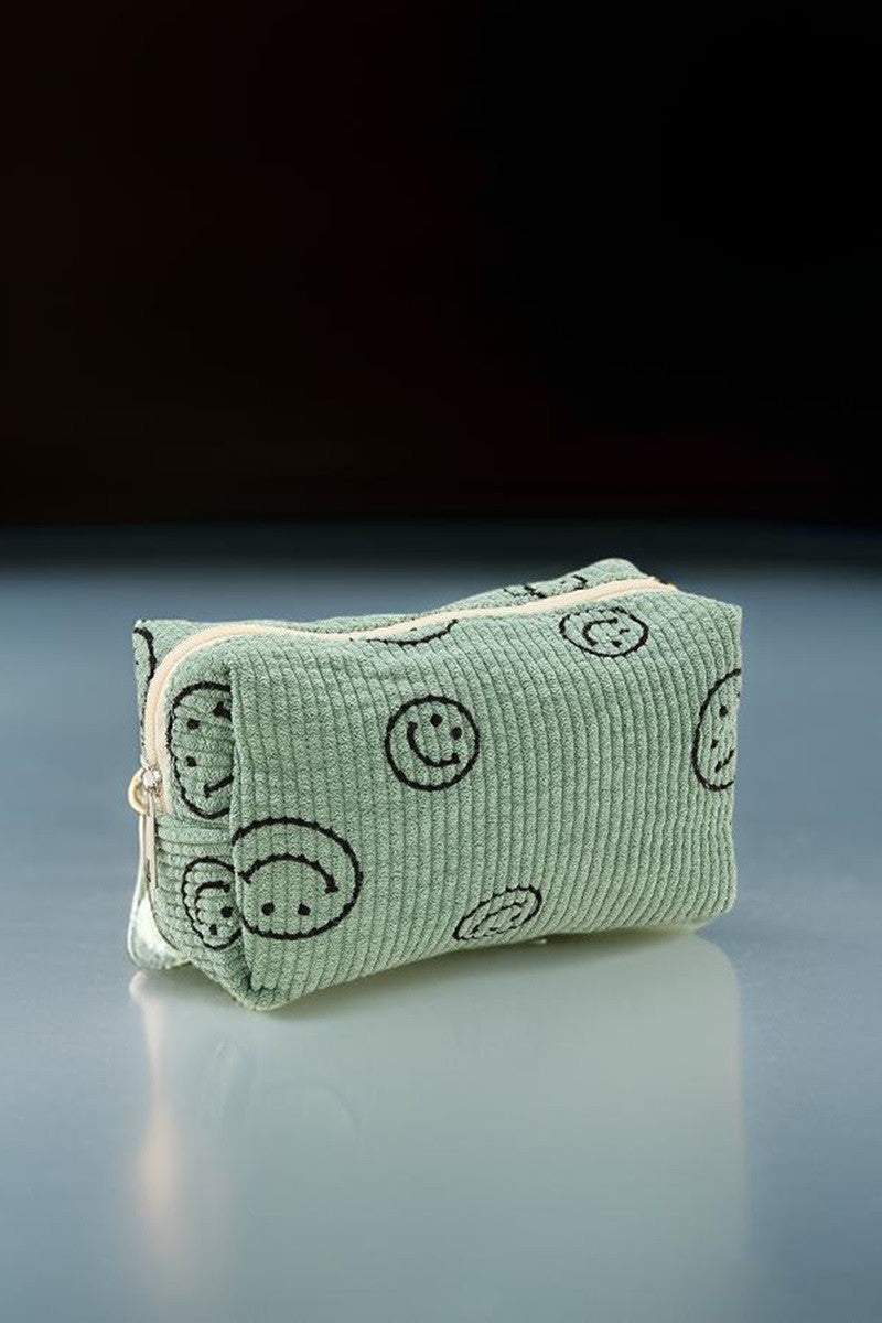 Zenana Smiley Face Corduroy Cosmetic Pouch *ONLINE EXCLUSIVE*