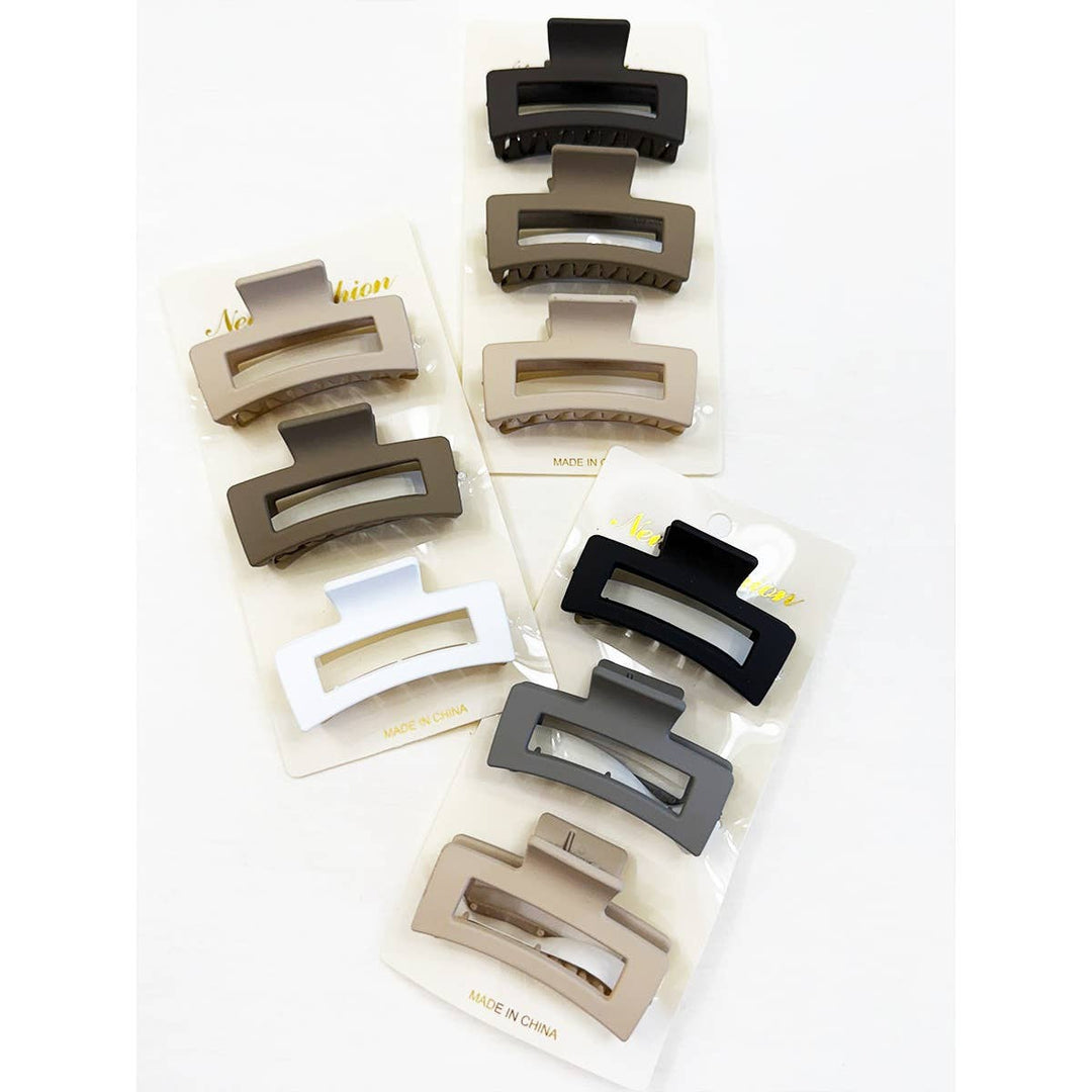 Neutral Color Mini Rectangle Hair Claw Set: MIX COLOR