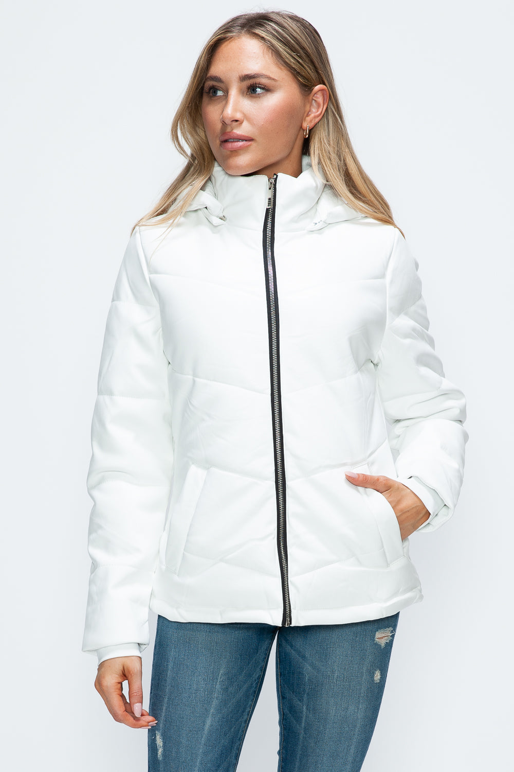 Pocketed Zip Up Puffer Jacket with Removable Hood *ONLINE EXCLUSIVE*