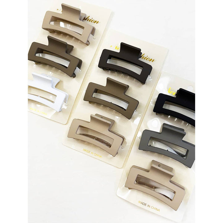 Neutral Color Mini Rectangle Hair Claw Set: MIX COLOR