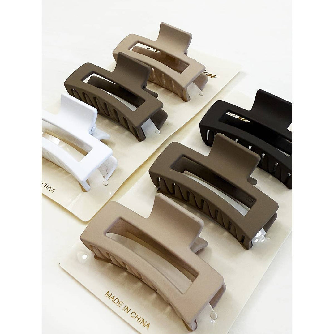 Neutral Color Mini Rectangle Hair Claw Set: MIX COLOR