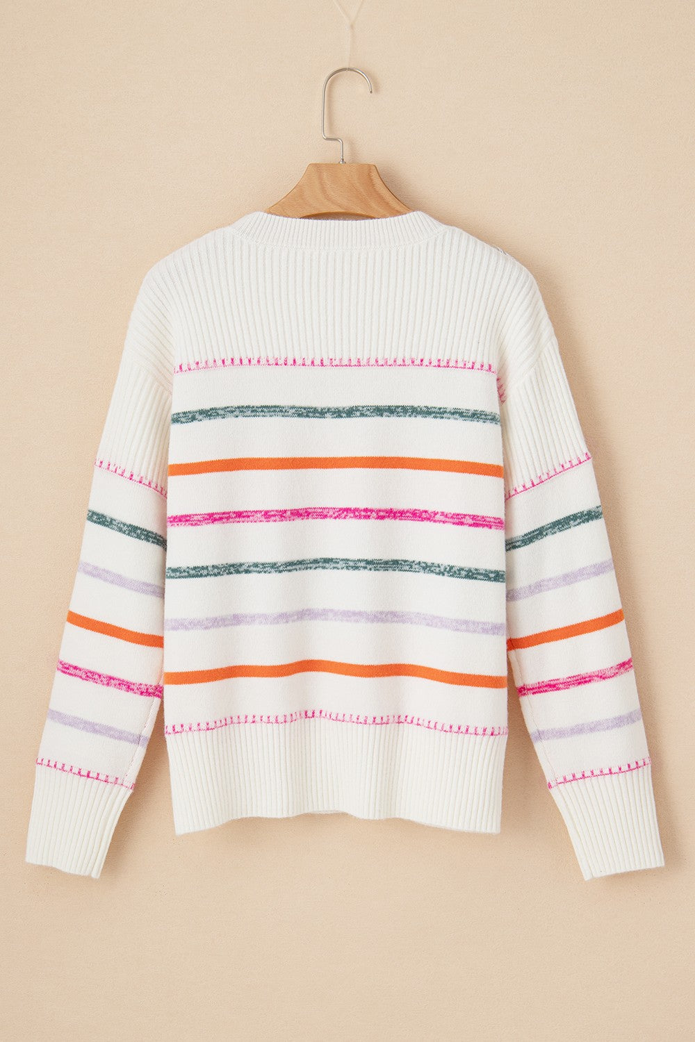 **PRE ORDER** Striped Round Neck Dropped Shoulder Sweater