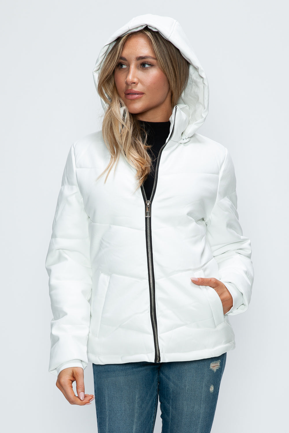 Pocketed Zip Up Puffer Jacket with Removable Hood *ONLINE EXCLUSIVE*