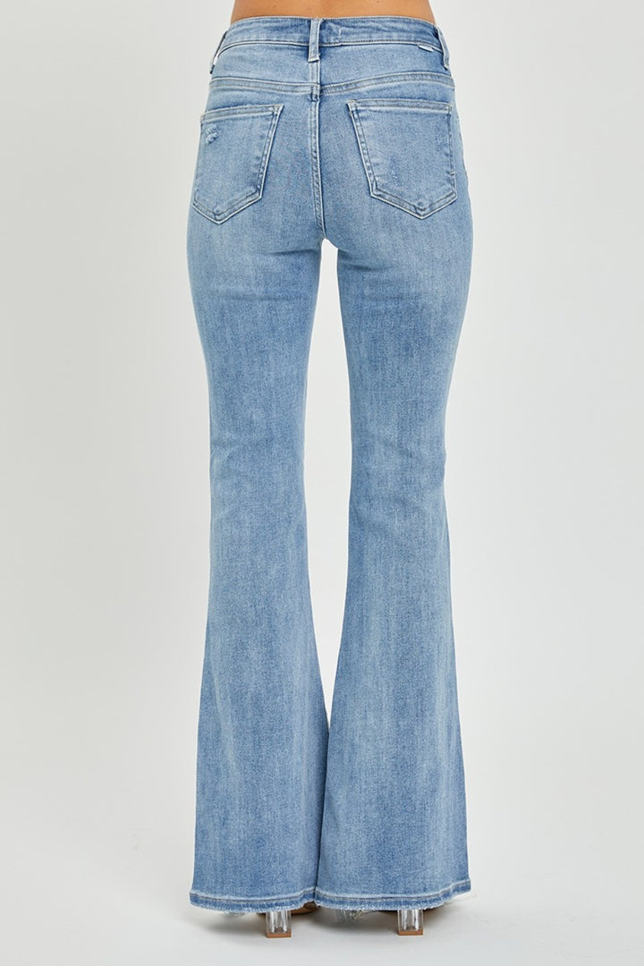 Risen High Rise Frayed Hem Flare Jeans *ONLINE EXCLUSIVE*