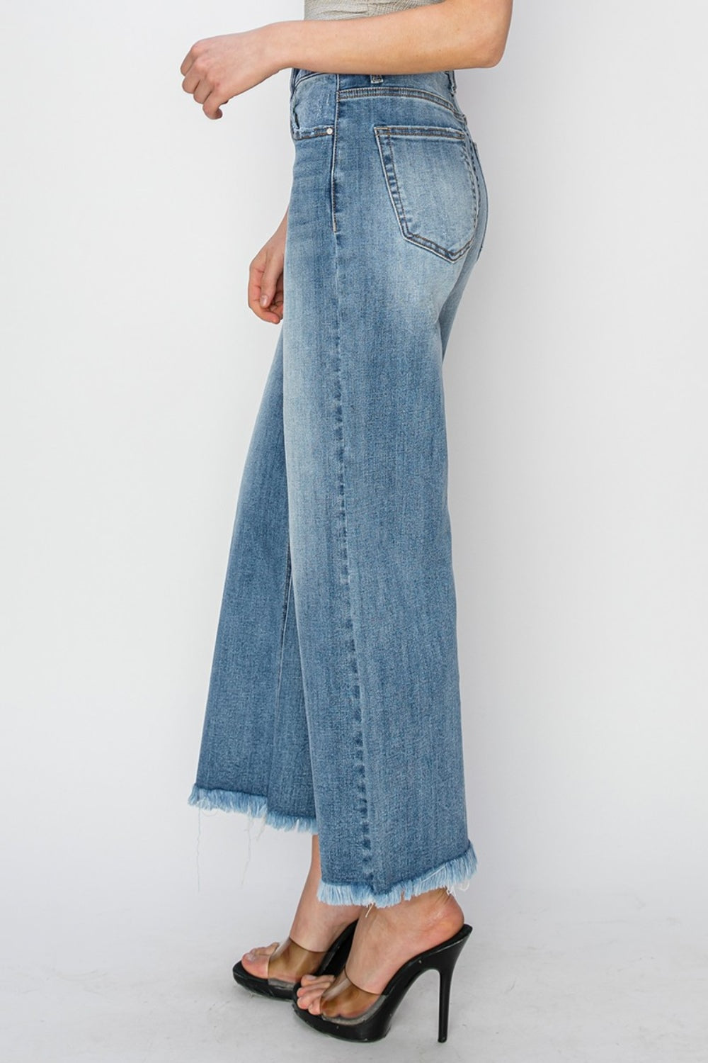 RISEN Raw Hem Cropped Wide Leg Jeans *ONLINE EXCLUSIVE*