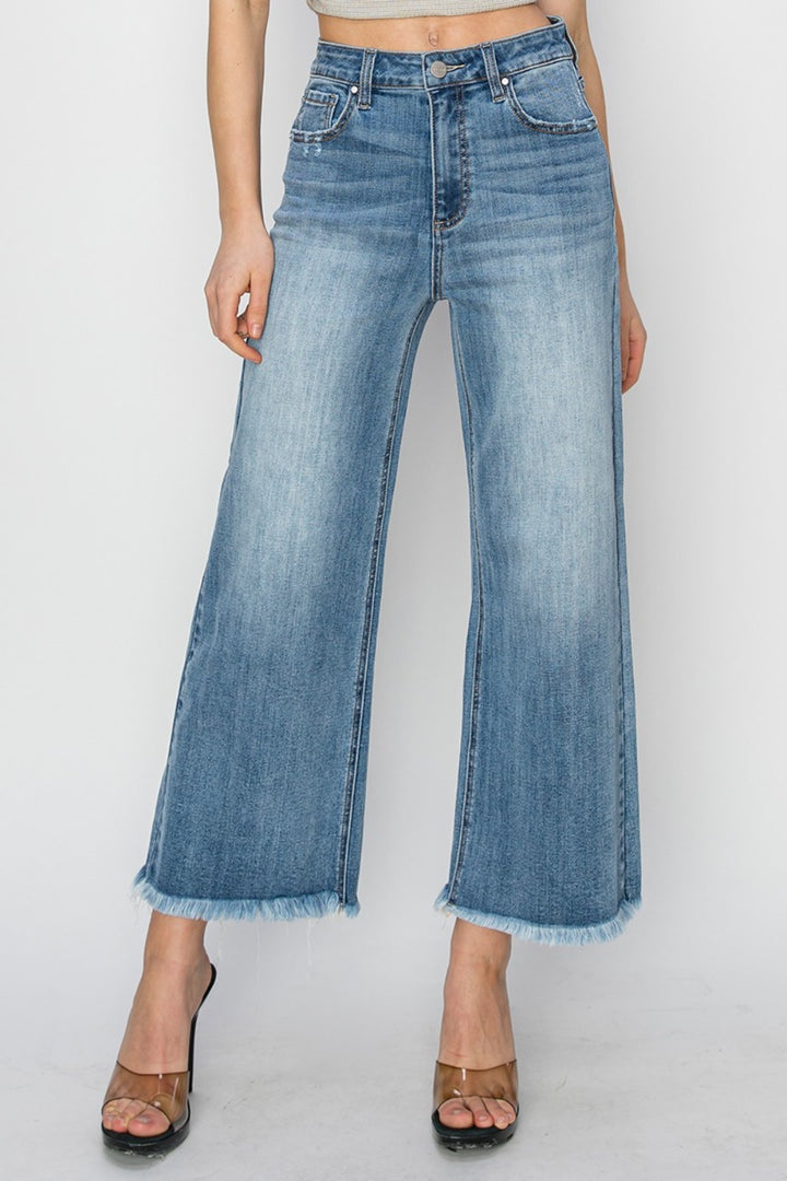 RISEN Raw Hem Cropped Wide Leg Jeans *ONLINE EXCLUSIVE*