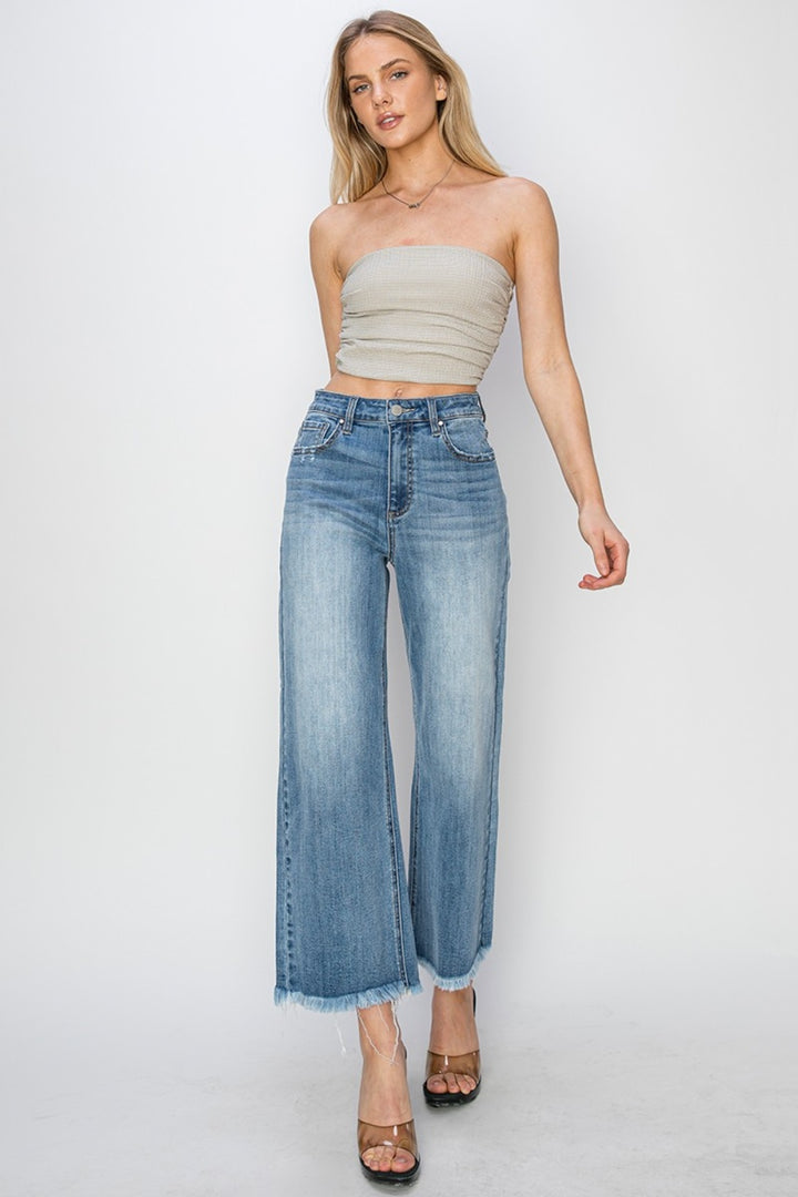 RISEN Raw Hem Cropped Wide Leg Jeans *ONLINE EXCLUSIVE*