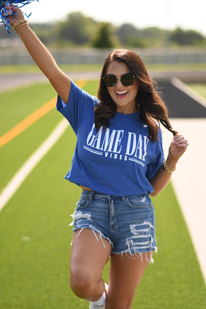 RTS Blue Game Day Vibes Tee: Heather Royal Blue / L