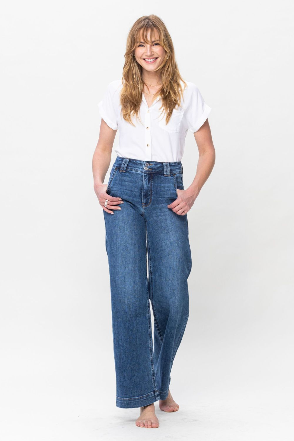 Judy Blue Double Button Wide Leg Jeans *ONLINE EXCLUSIVE*