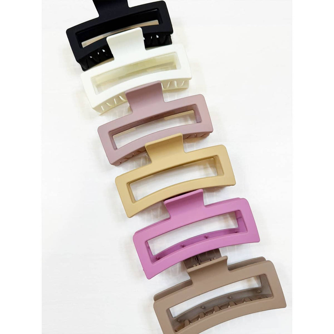 Jumbo Size Cut Out Rectangle Hair Claw Clip: MIX COLOR