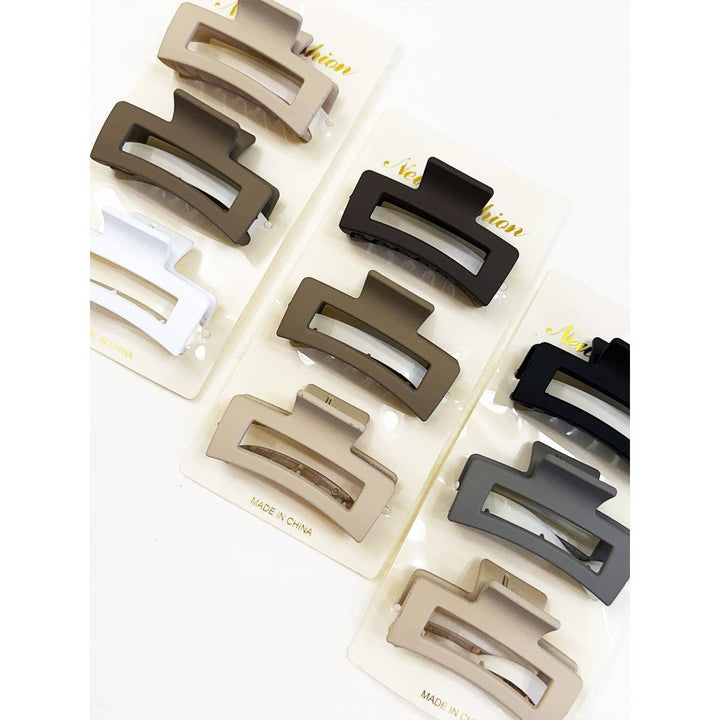 Neutral Color Mini Rectangle Hair Claw Set: MIX COLOR