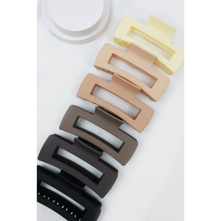 Nuetral Tones Matte Cut Out Rectangle Hair Claw: MIX COLOR / ONE(12)