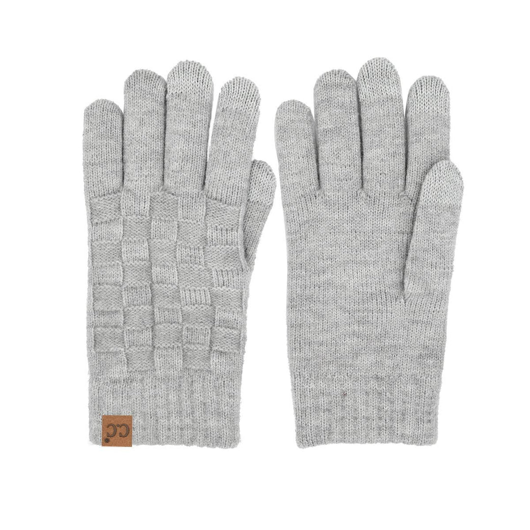 Woven Checkered Texture C.C Gloves GLC0094: Ivory