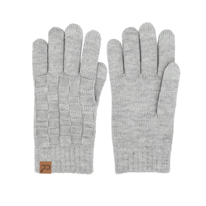 Woven Checkered Texture C.C Gloves GLC0094: Ivory