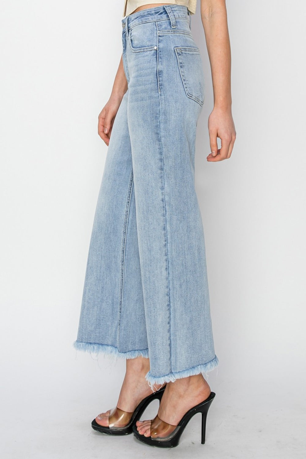 RISEN High Rise Crop Wide Fray Hem Jeans *ONLINE EXCLUSIVE*