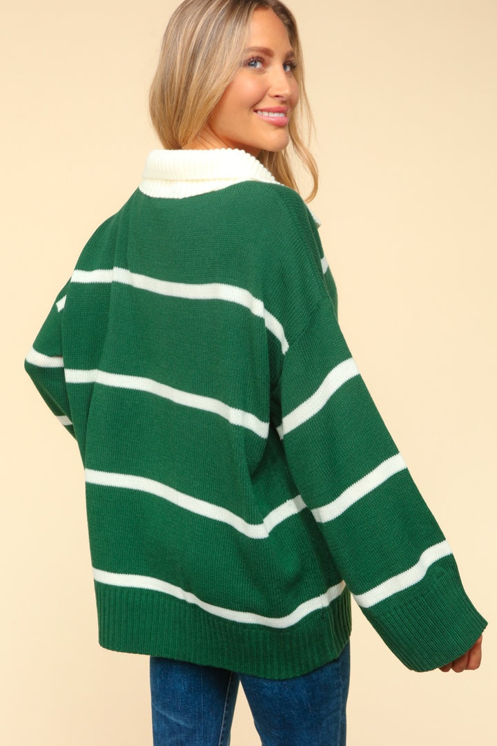 Collared Neck Striped Contrast Sweater *ONLINE EXCLUSIVE*