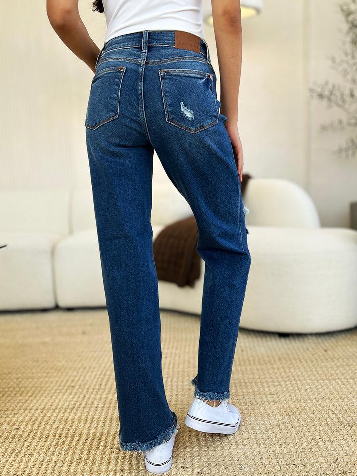 Judy Blue Mid Rise Distressed Raw Hem Jeans *ONLINE EXCLUSIVE*