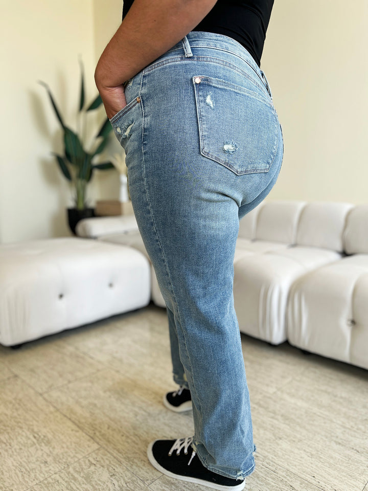 Judy Blue High Waist Distressed Straight Jeans *ONLINE EXCLUSIVE*