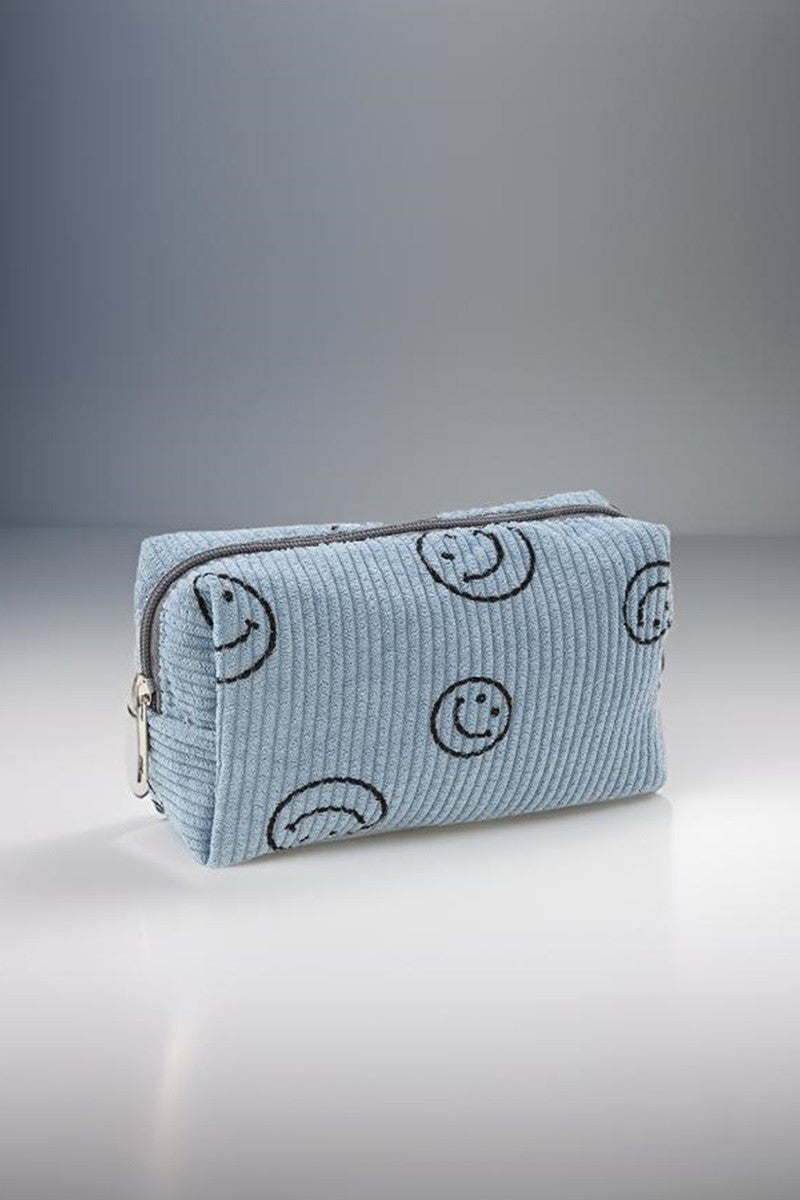 Zenana Smiley Face Corduroy Cosmetic Pouch *ONLINE EXCLUSIVE*