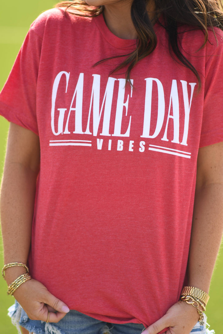 RTS Red Game Day Vibes Tee: Heather Red / M