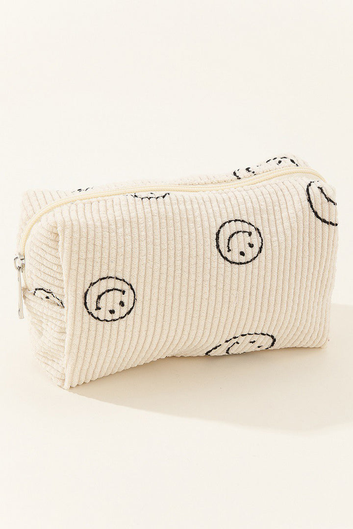 Zenana Smiley Face Corduroy Cosmetic Pouch *ONLINE EXCLUSIVE*