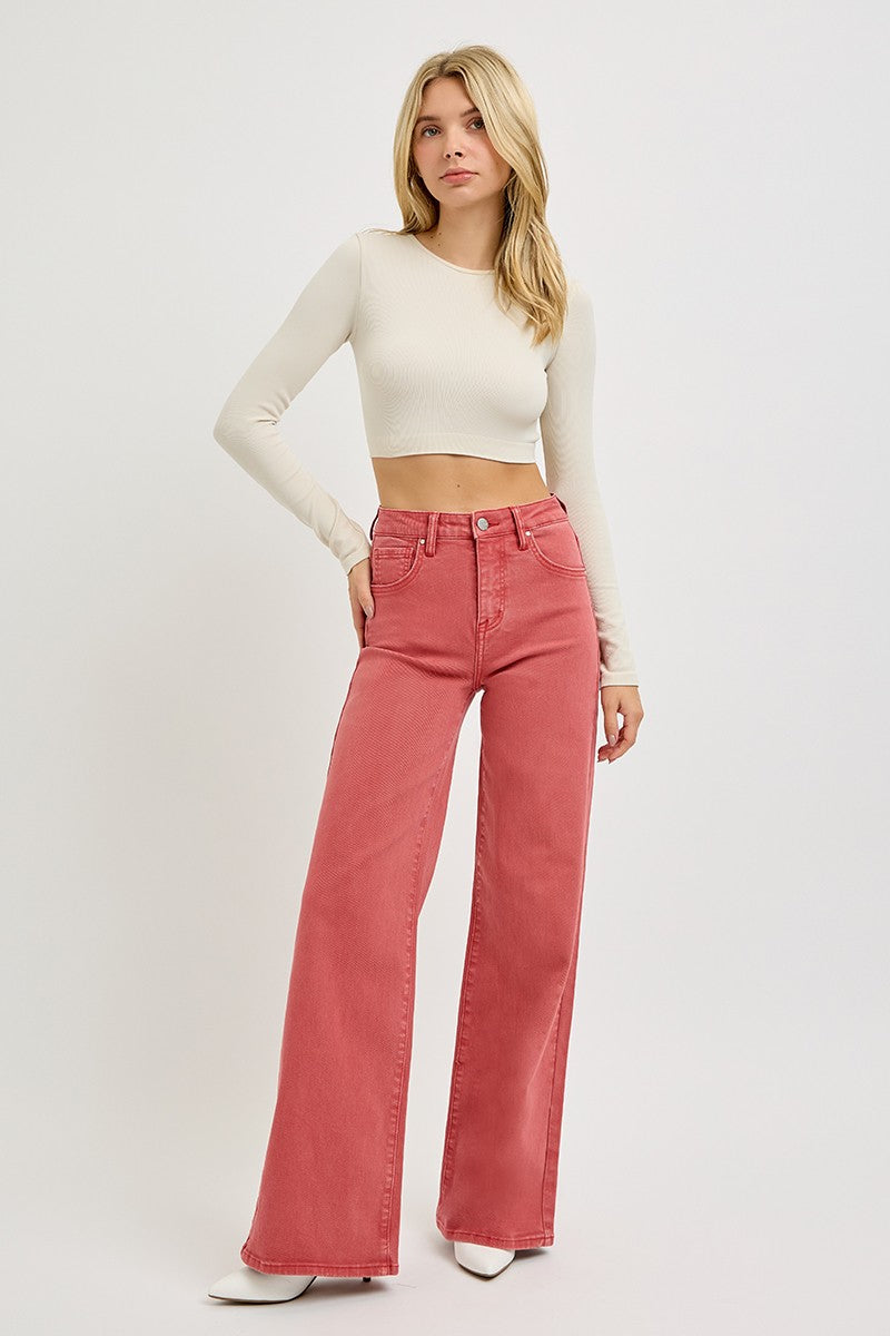 RISEN Full Size High Rise Tummy Control Wide Leg Jeans *ONLINE EXCLUSIVE*