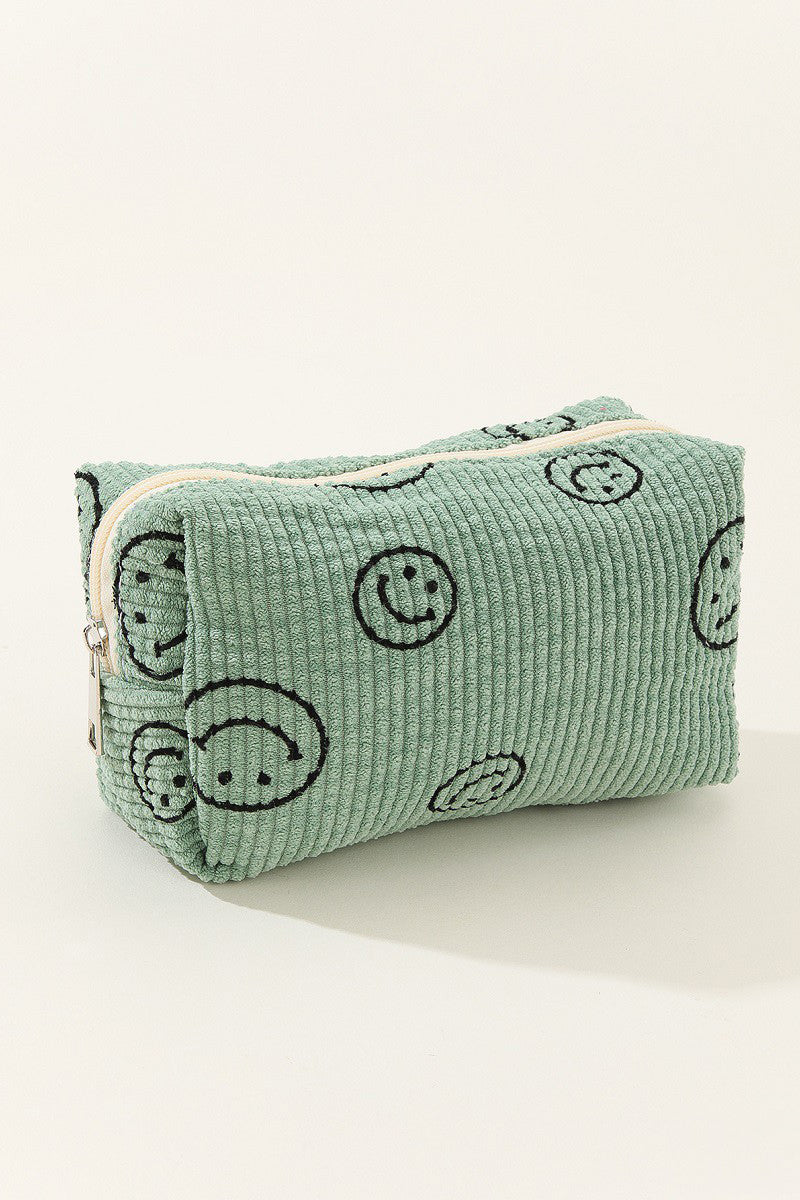 Zenana Smiley Face Corduroy Cosmetic Pouch *ONLINE EXCLUSIVE*