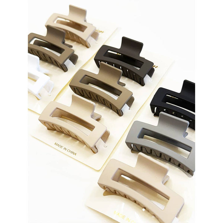 Neutral Color Mini Rectangle Hair Claw Set: MIX COLOR