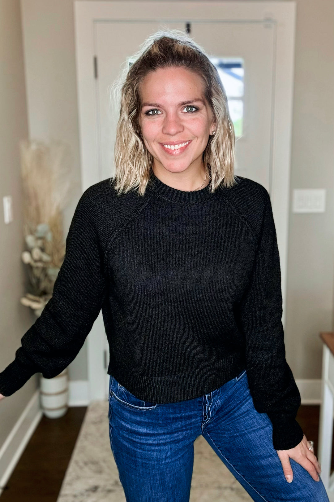 Mélange Raglan Sweater •Black•