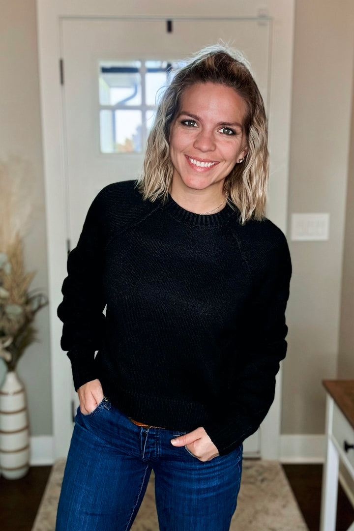 Mélange Raglan Sweater •Black•